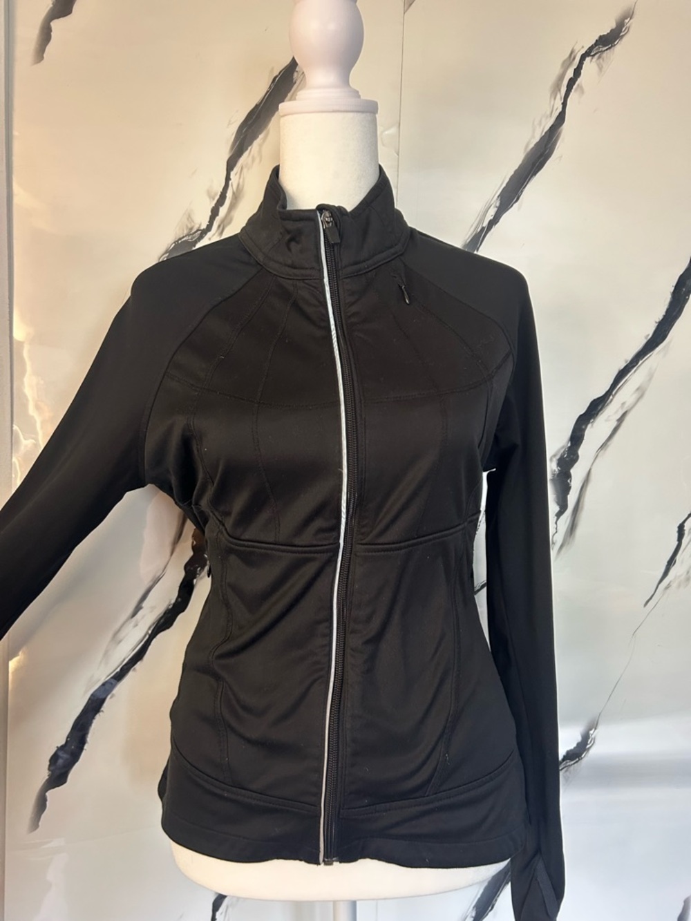 Athleta Black Full-Zip Performance Bomber Jacket